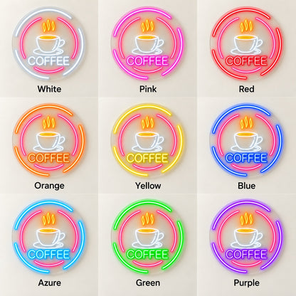 Coffee LED Neon Sign - nine-color grid