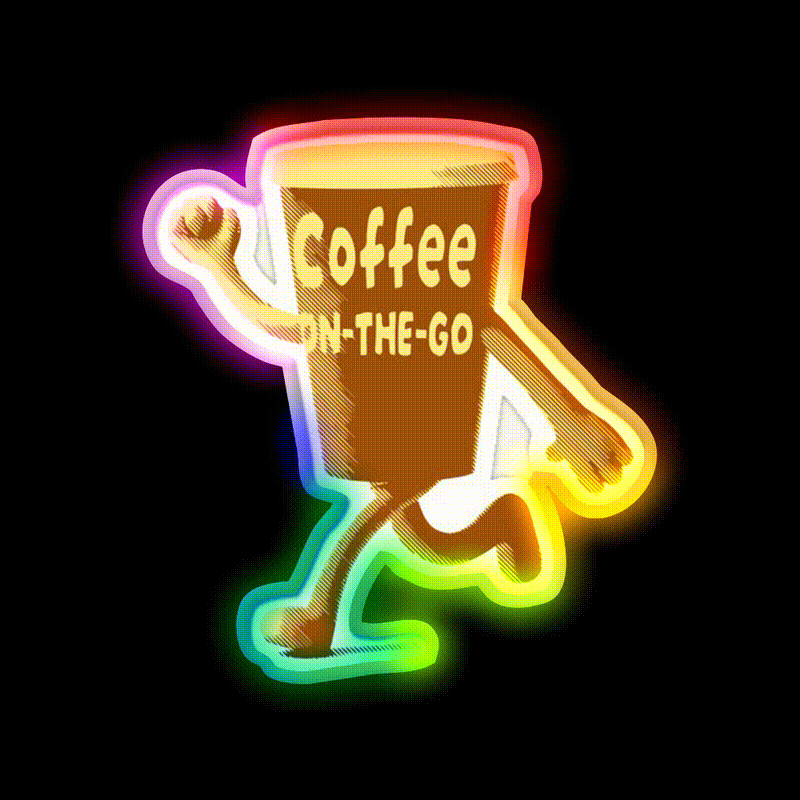 Coffee On The Go V1 Cafe Led Neon Sign Espresso Bar Art Rgb Color