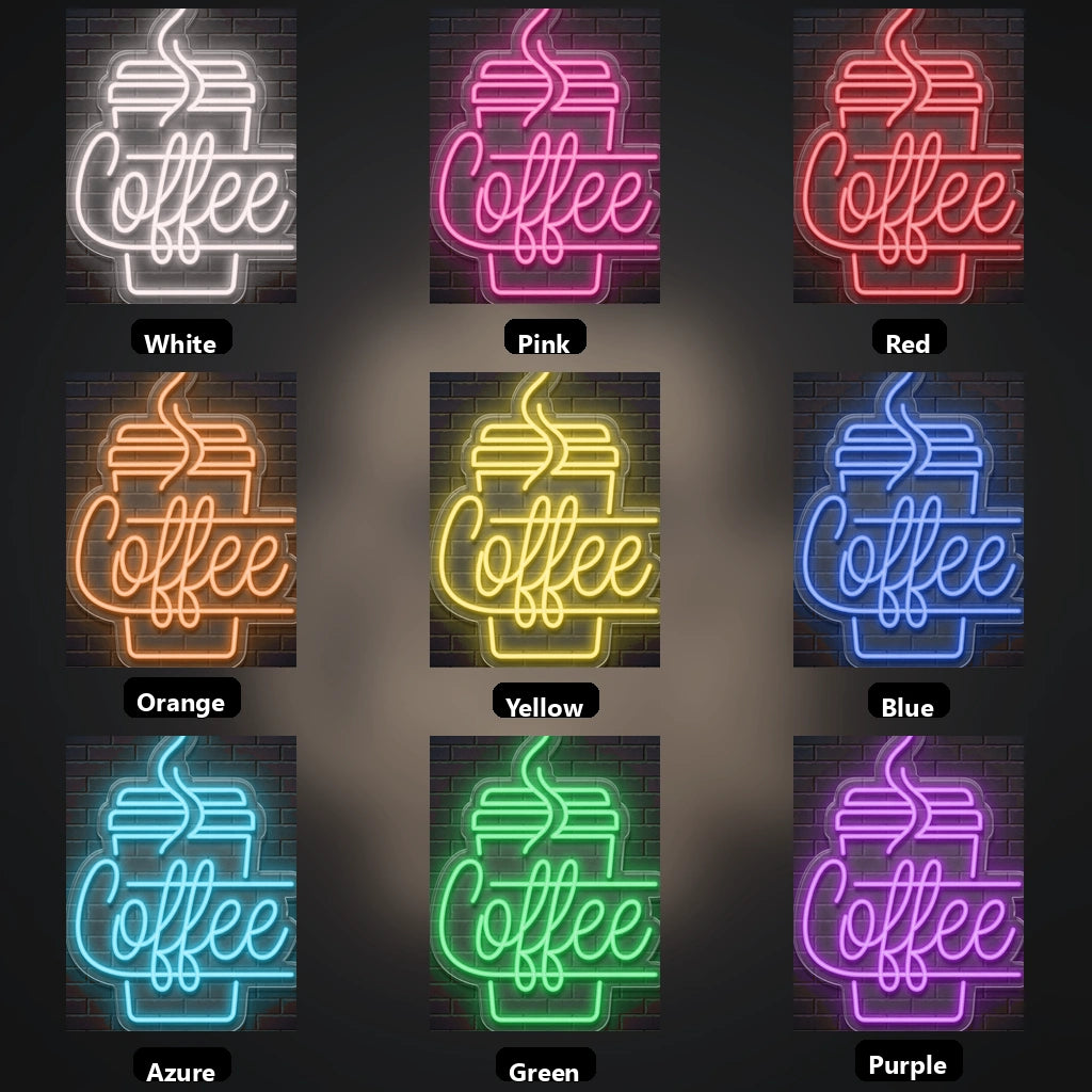 Coffee Restaurant Wall Decor LED Neon Sign - 05 Color Grid