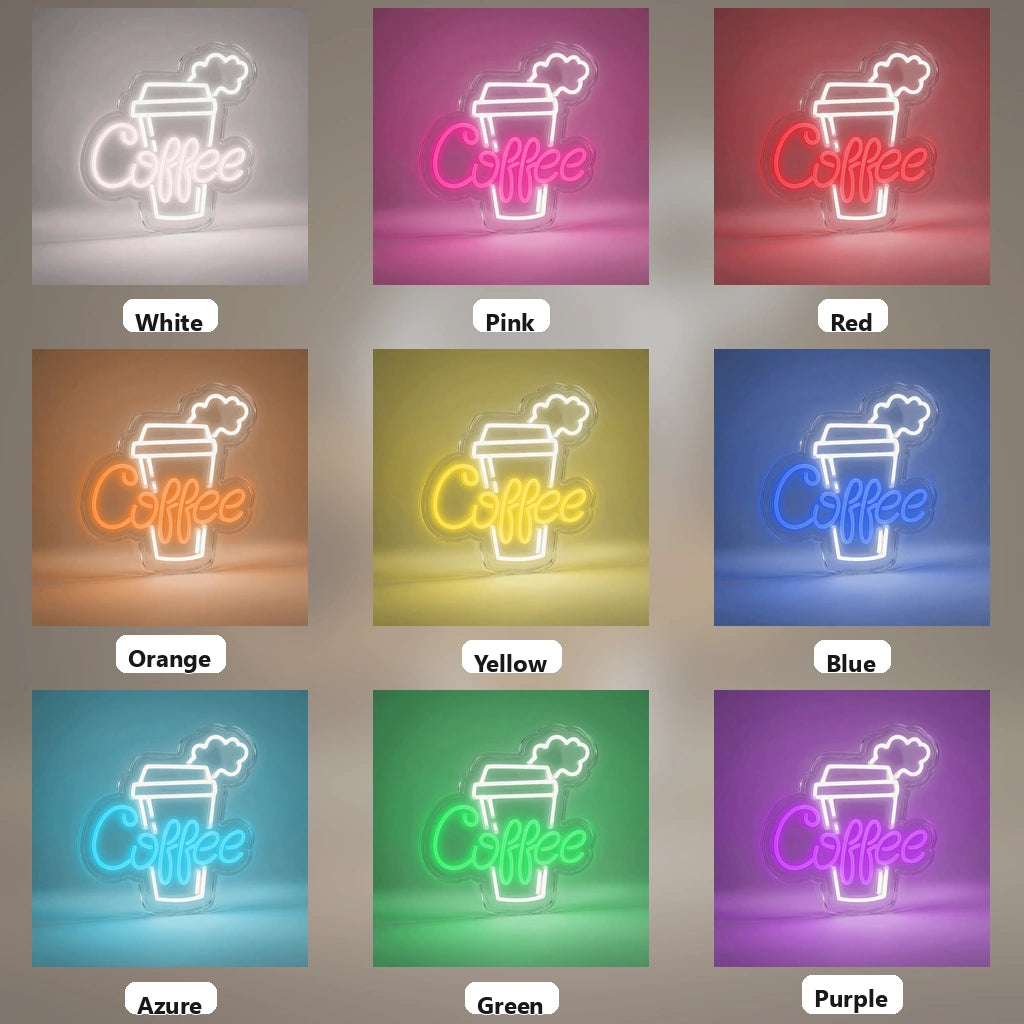 Coffee Retail Wall Decor LED Neon Sign - 05 Color Grid