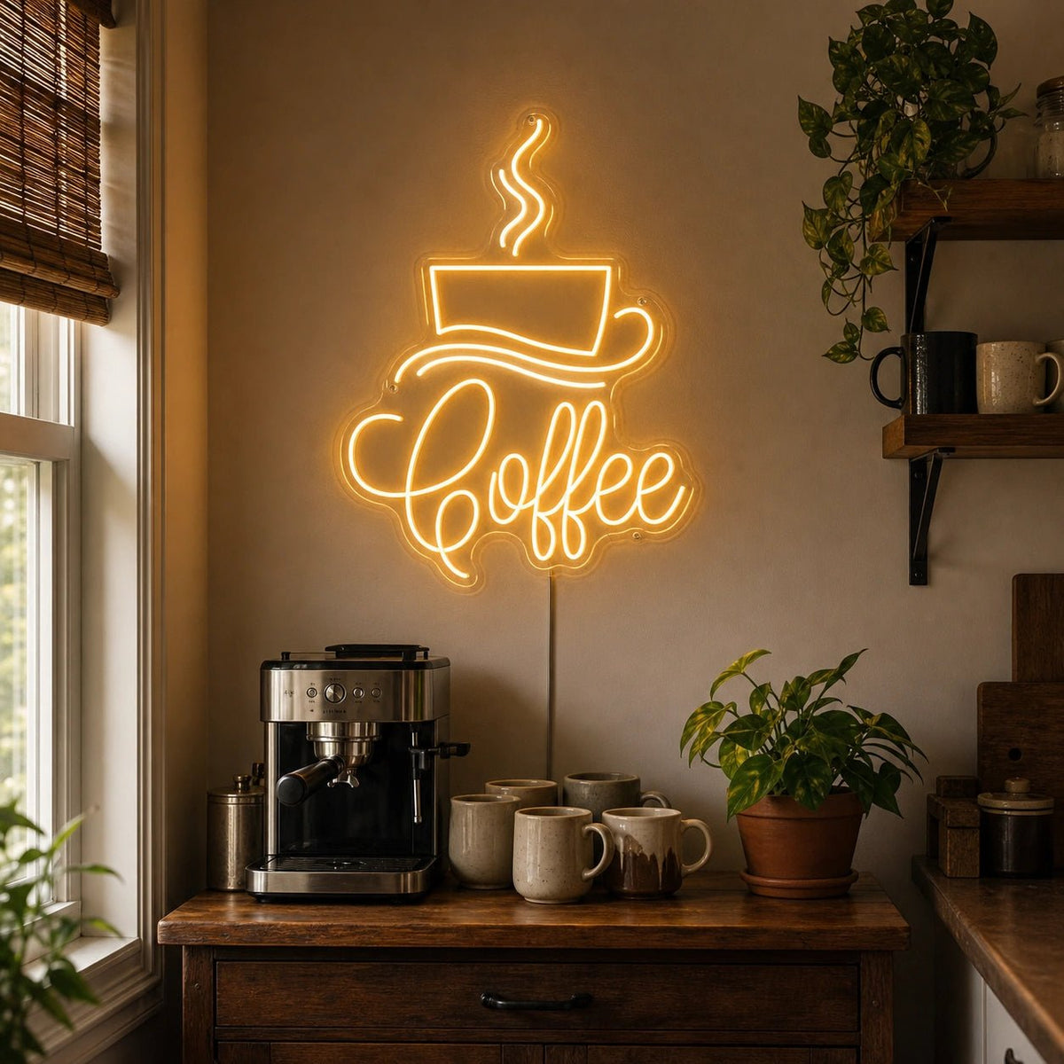 Coffee Script With Cup And Saucer LED Neon Sign - Shineneon