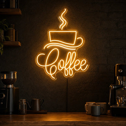 Coffee Script With Cup And Saucer LED Neon Sign - Shineneon