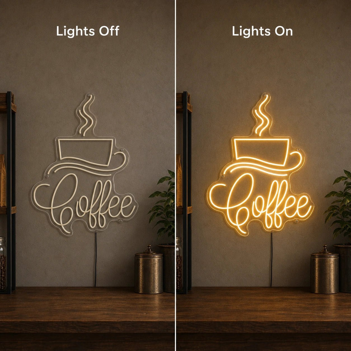 Coffee Script With Cup And Saucer LED Neon Sign - Shineneon