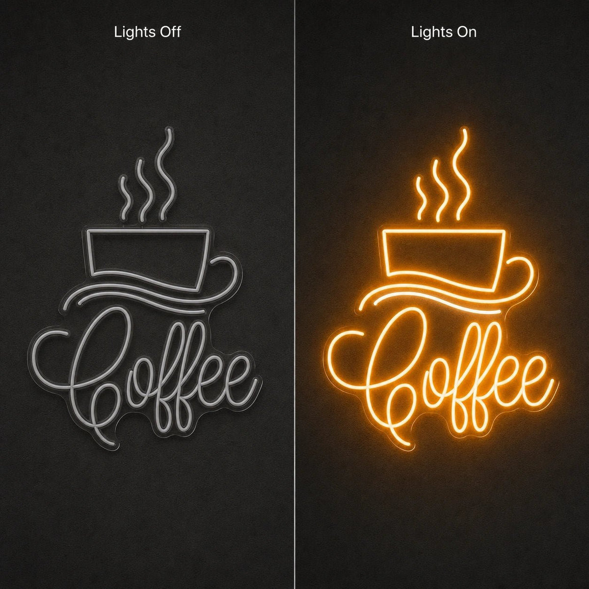 Coffee Script With Cup And Saucer LED Neon Sign Garage Neon Sign - Shineneon