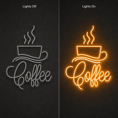 Coffee Script With Cup And Saucer LED Neon Sign Garage Neon Sign - Shineneon