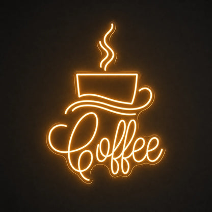 Coffee Script With Cup And Saucer LED Neon Sign Home Garage Wall Decoration main product image