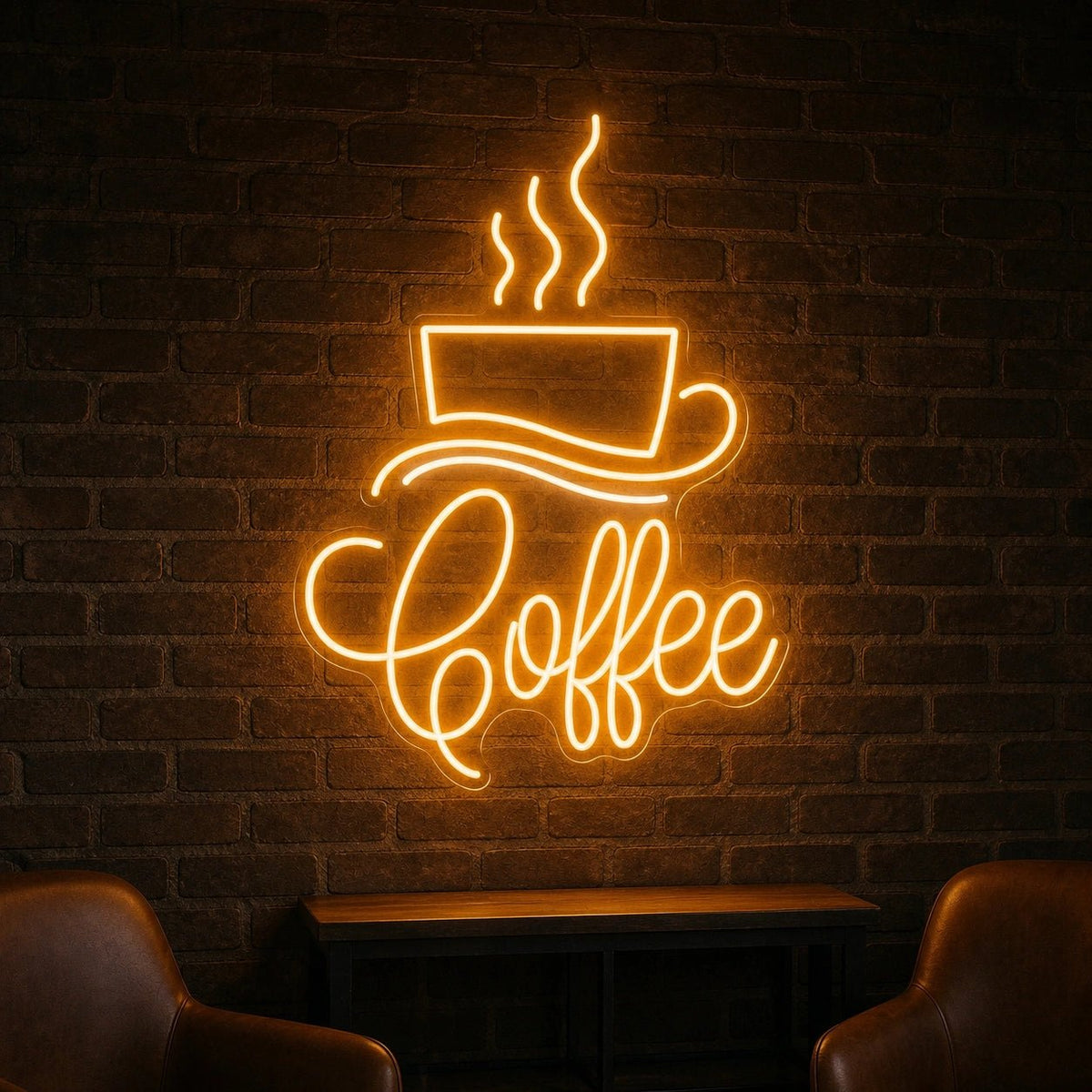 Coffee Script With Cup And Saucer LED Neon Sign Man Cave Neon Sign - Shineneon