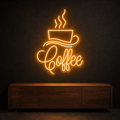 Coffee Script With Cup And Saucer LED Neon Sign Man Cave Neon Sign - Shineneon