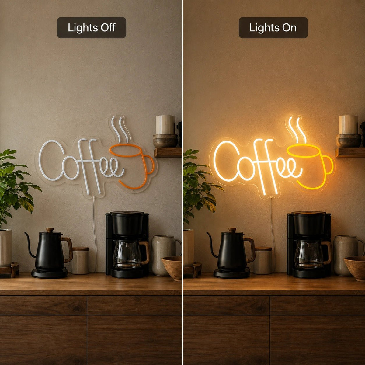 Coffee Script With Cup LED Neon Sign - Shineneon