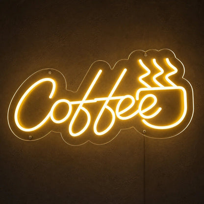 Coffee Script With Steaming Cup LED Neon Sign - Shineneon