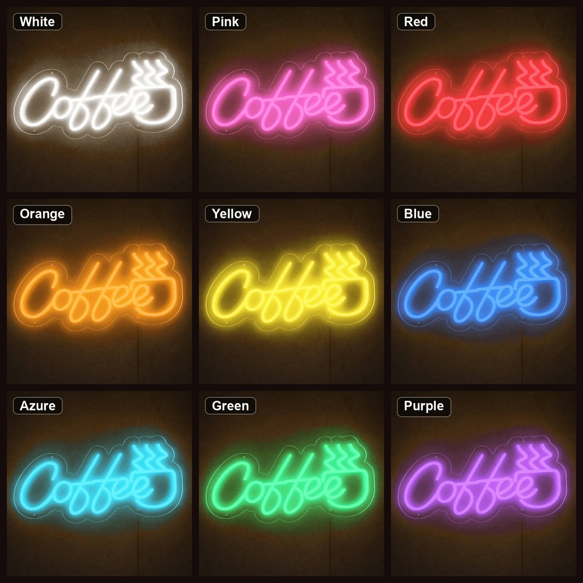 Coffee Script With Steaming Cup LED Neon Sign - Shineneon