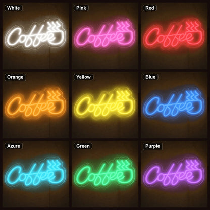 Coffee Script With Steaming Cup LED Neon Sign - Shineneon