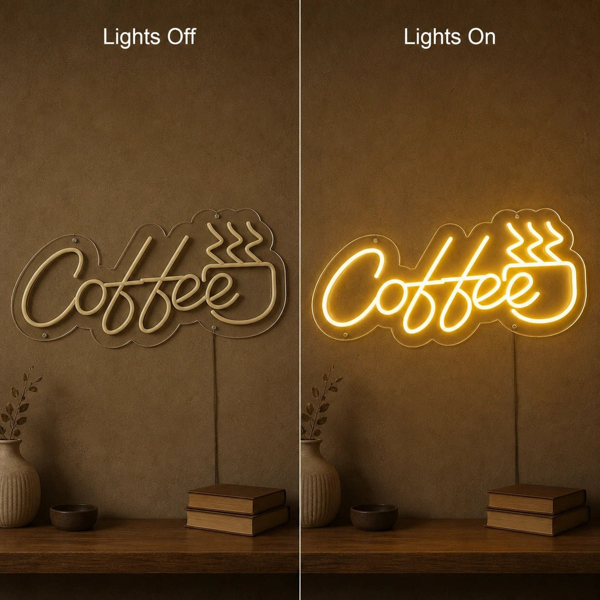 Coffee Script With Steaming Cup LED Neon Sign - Shineneon