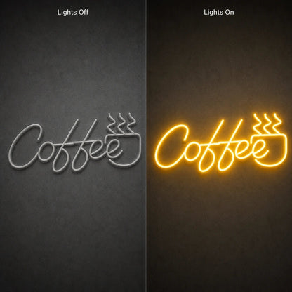 Coffee Script With Steaming Cup LED Neon Sign Garage Neon Sign - Shineneon