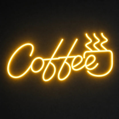 Coffee Script With Steaming Cup LED Neon Sign Garage Neon Sign - Shineneon