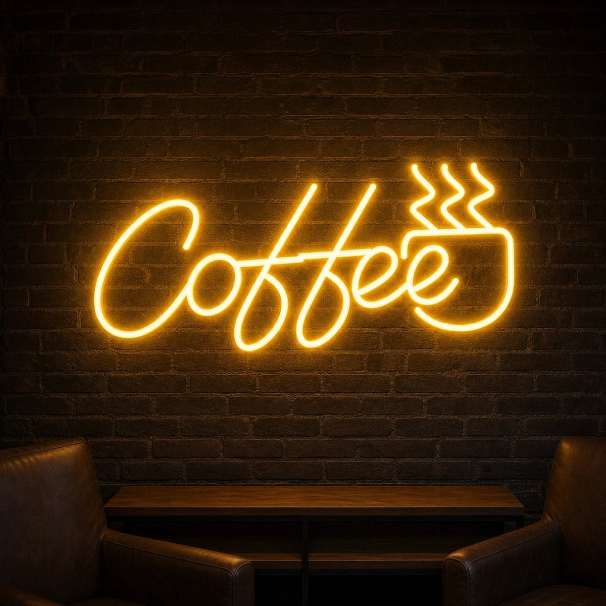 Coffee Script With Steaming Cup LED Neon Sign Garage Neon Sign - Shineneon