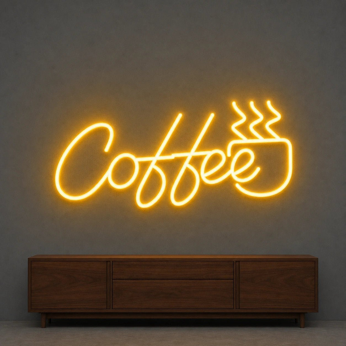Coffee Script With Steaming Cup LED Neon Sign Garage Neon Sign - Shineneon