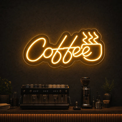 Coffee Script With Steaming Cup LED Neon Sign Home Garage Wall Decoration high-converting product image
