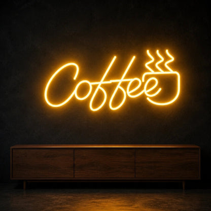 Coffee Script With Steaming Cup LED Neon Sign Man Cave Neon Sign - Shineneon