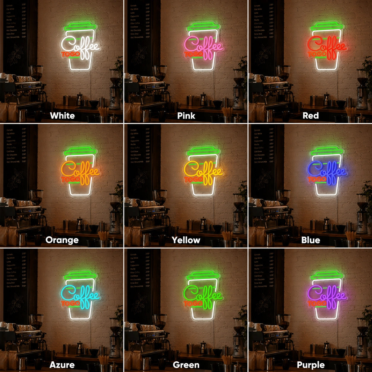 Coffee Shop Working LED Neon Sign - 05 Color Grid