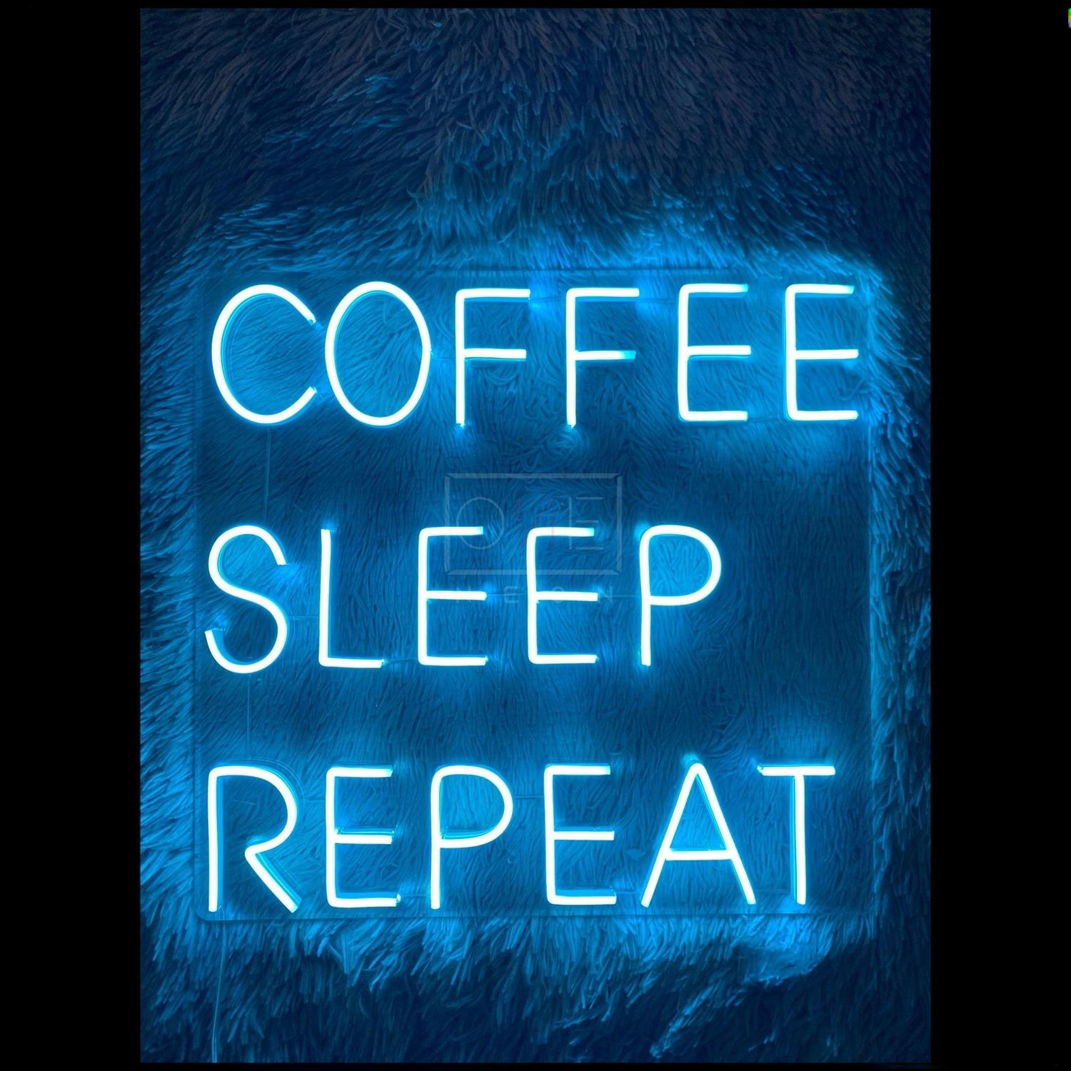 Coffee Sleep Repeat Light Blue Led Neon Sign For Cafe Home Decor | Shineneon