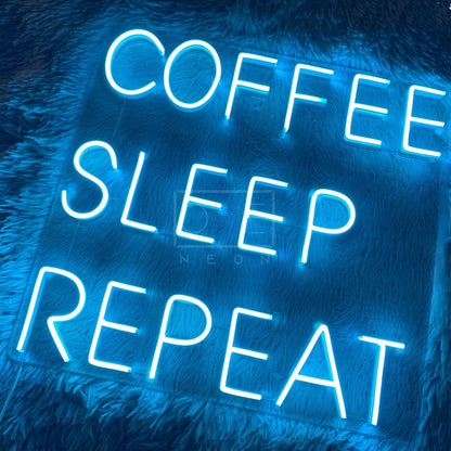 Coffee Sleep Repeat Light Blue Led Neon Sign For Cafe Home Decor | Shineneon