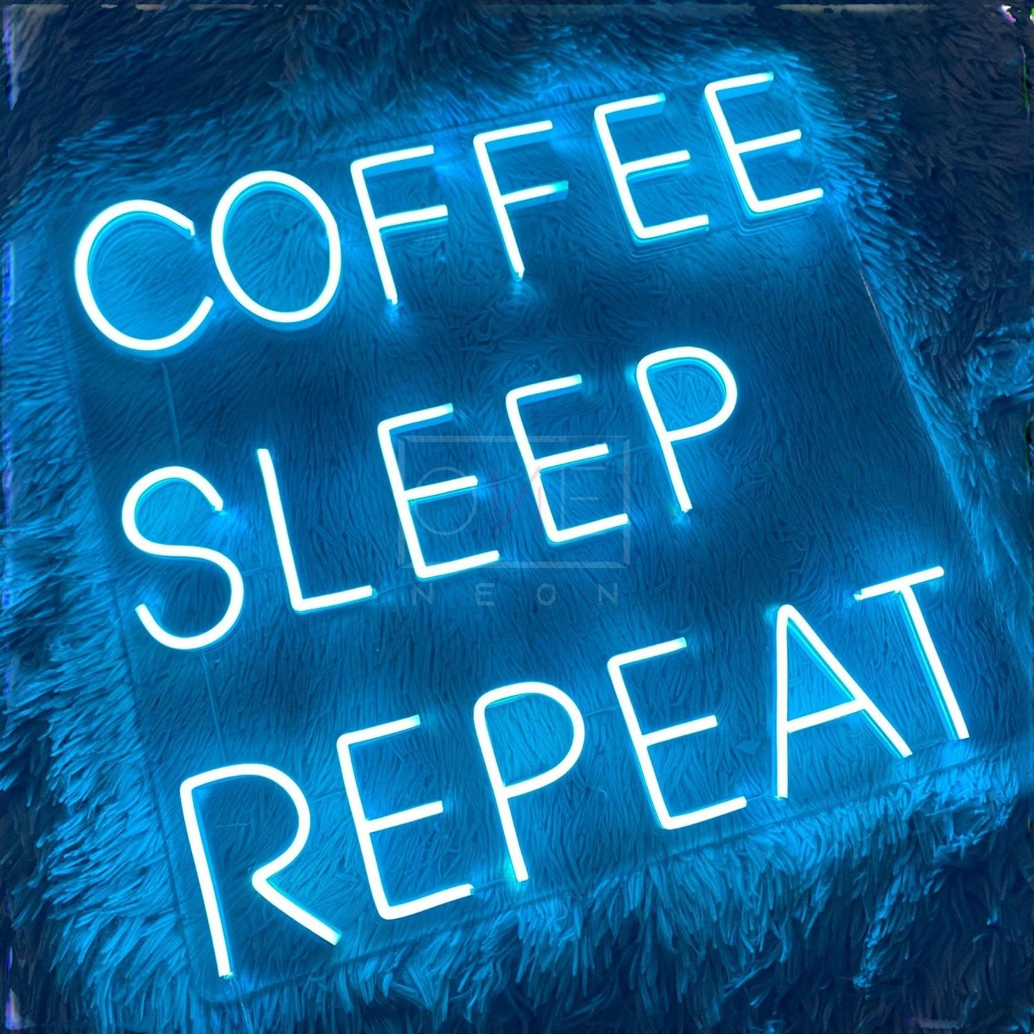 Coffee Sleep Repeat Light Blue Led Neon Sign For Cafe Home Decor | Shineneon