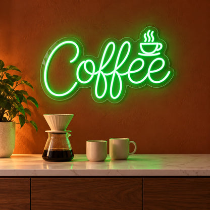 Coffee Steaming Cup LED Neon Sign - advertising view