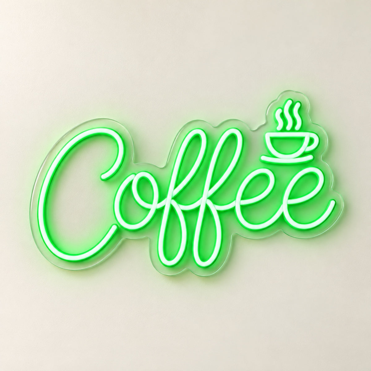 Coffee Steaming Cup LED Neon Sign - natural light view