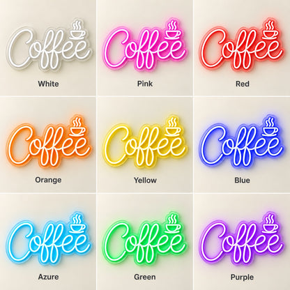 Coffee Steaming Cup LED Neon Sign - nine-color grid
