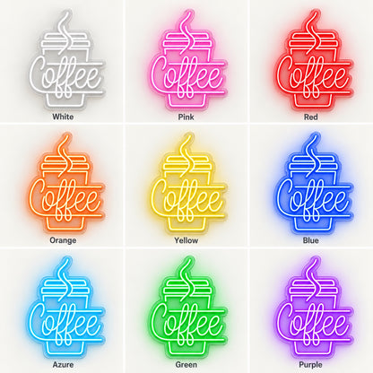 Coffee Steaming Cup LED Neon Sign - nine-color grid