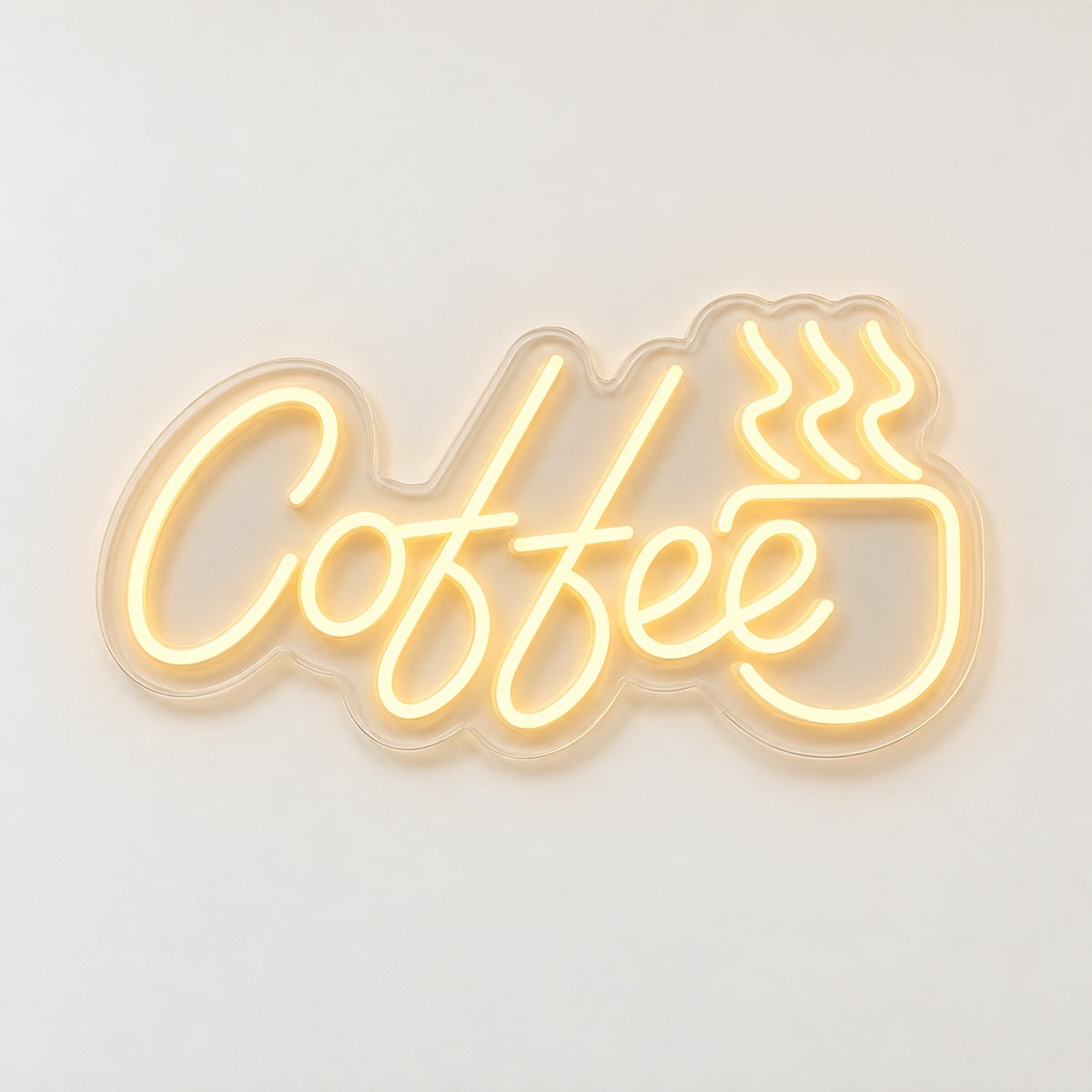 Coffee Steaming Cup LED Neon Sign - natural light view