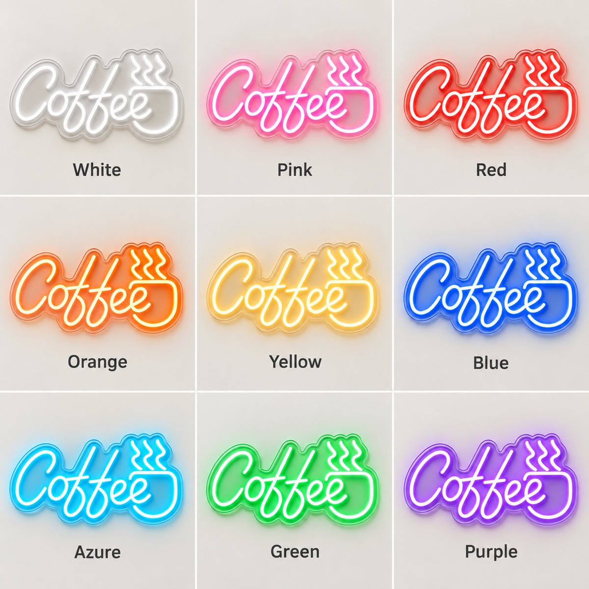Coffee Steaming Cup LED Neon Sign - nine-color grid