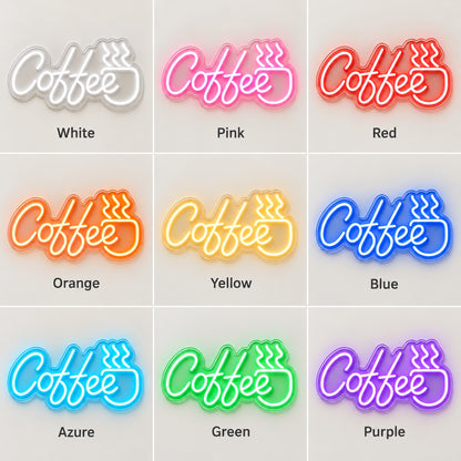 Coffee Steaming Cup LED Neon Sign - nine-color grid