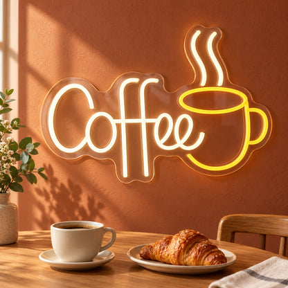 Coffee Steaming Cup LED Neon Sign - lifestyle view