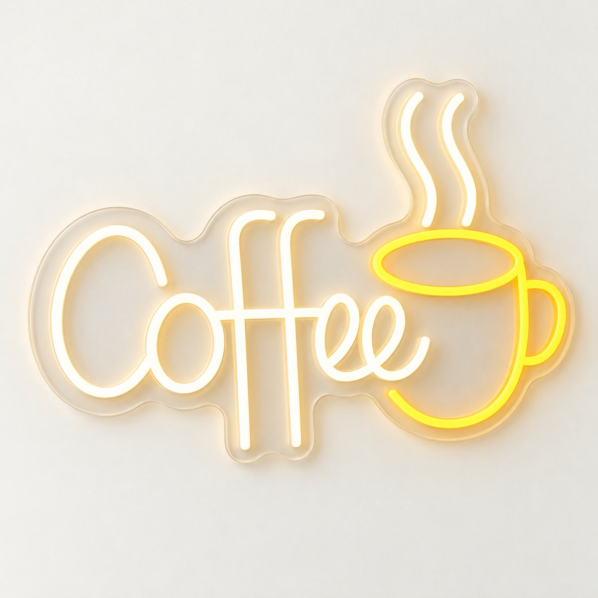 Coffee Steaming Cup LED Neon Sign - natural light view