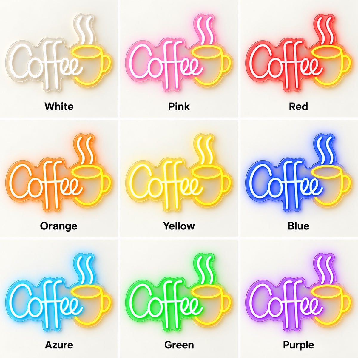 Coffee Steaming Cup LED Neon Sign - nine-color grid