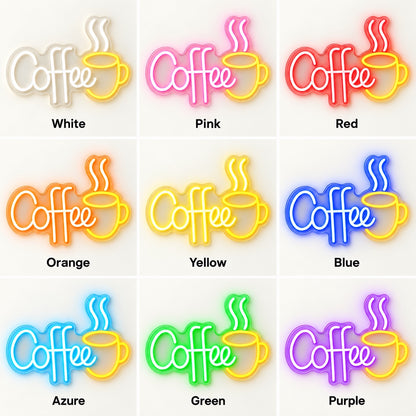 Coffee Steaming Cup LED Neon Sign - nine-color grid