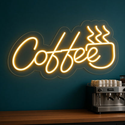 Coffee Steaming Mug LED Neon Sign - advertising view