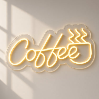 Coffee Steaming Mug LED Neon Sign - natural light view
