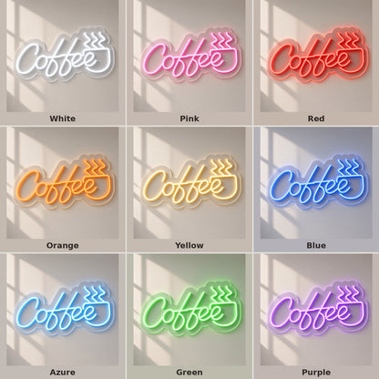 Coffee Steaming Mug LED Neon Sign - nine-color grid