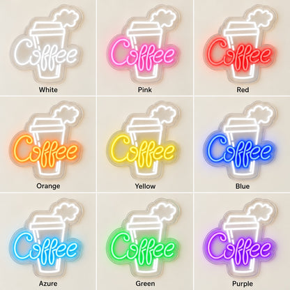 Coffee Steaming Takeaway Cup LED Neon Sign - nine-color grid