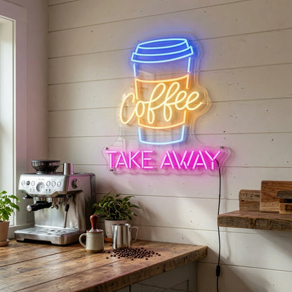 Coffee Take Away Wall Decor LED Neon Sign - 03 Real Lifestyle Scene