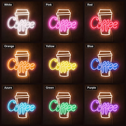 Coffee Takeaway Cup LED Neon Sign Man Cave Neon Sign color grid