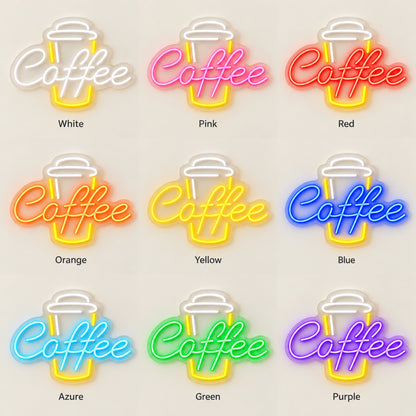 Coffee Takeaway Cup LED Neon Sign - nine-color grid