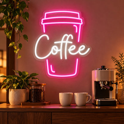 Coffee Takeaway Cup LED Neon Sign - advertising view
