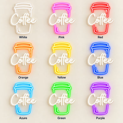 Coffee Takeaway Cup LED Neon Sign - nine-color grid