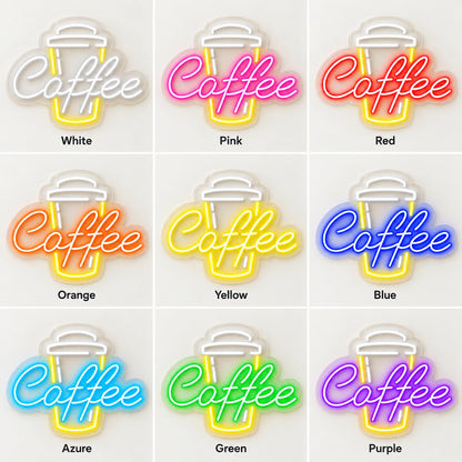 Coffee Takeaway Cup LED Neon Sign - nine-color grid