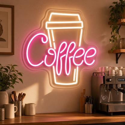 Coffee Takeaway Cup LED Neon Sign - advertising view