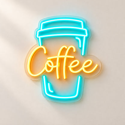 Coffee Takeaway Cup LED Neon Sign - natural light view
